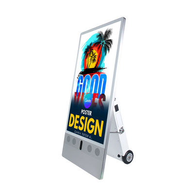 43 pouces portable extérieur IP65 étanche à l'eau alimenté par batterie haute luminosité tableau publicitaire mobile lecteur multimédia affichage d'annonces