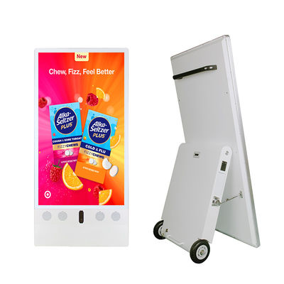43 pouces portable extérieur IP65 étanche à l'eau alimenté par batterie haute luminosité tableau publicitaire mobile lecteur multimédia affichage d'annonces