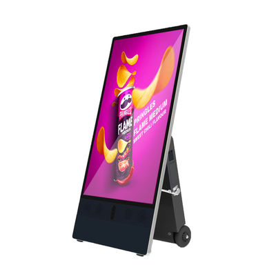 43 pouces portable extérieur IP65 étanche à l'eau alimenté par batterie haute luminosité tableau publicitaire mobile lecteur multimédia affichage d'annonces